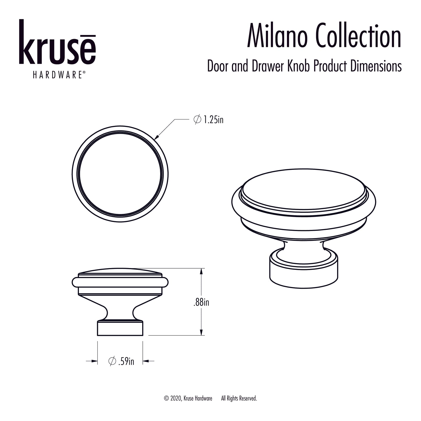 (Single) Milano Door and Drawer Knob